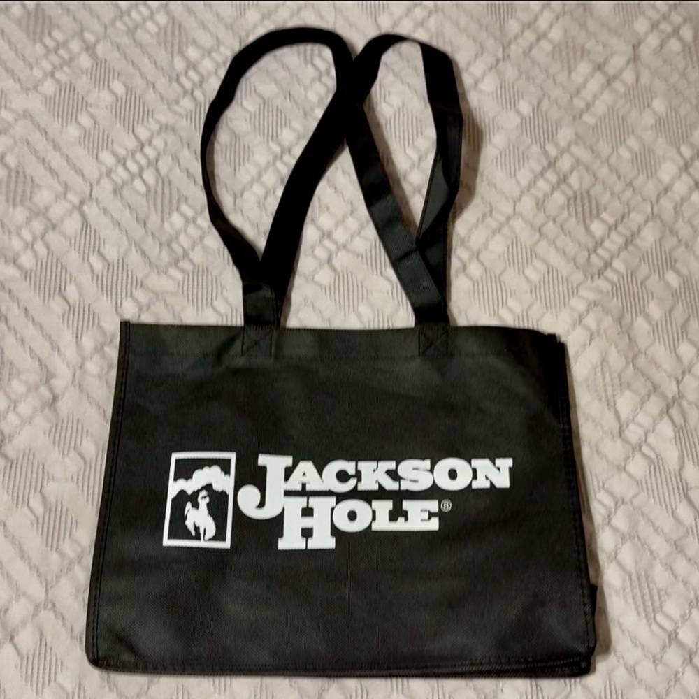 Jackson Hole, WY reuseable canvas Black Tote Bag, Brand new.